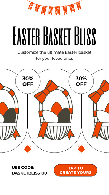 Illustration of Easter Holiday Basket Instagram Video Story tervezősablon