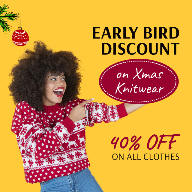 Template di design Christmas Holiday Discounts on Festive Knitwear Animated Post