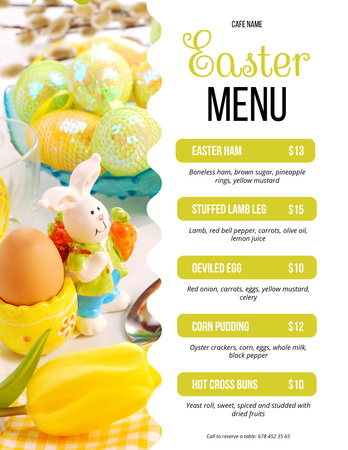 Easter Foods Offer with Bright Painted Eggs Menu 8.5x11in Design Template