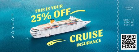 Ontwerpsjabloon van Coupon van Cruise reisverzekering advertentie op blauw