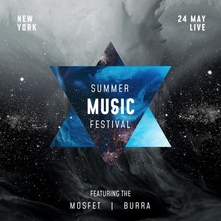 Music Festival Announcement with Galaxy Instagram Tasarım Şablonu
