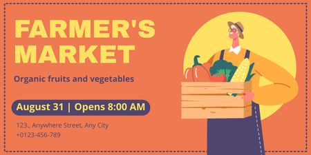 Farmer's Market Ad on Orange Twitter Design Template