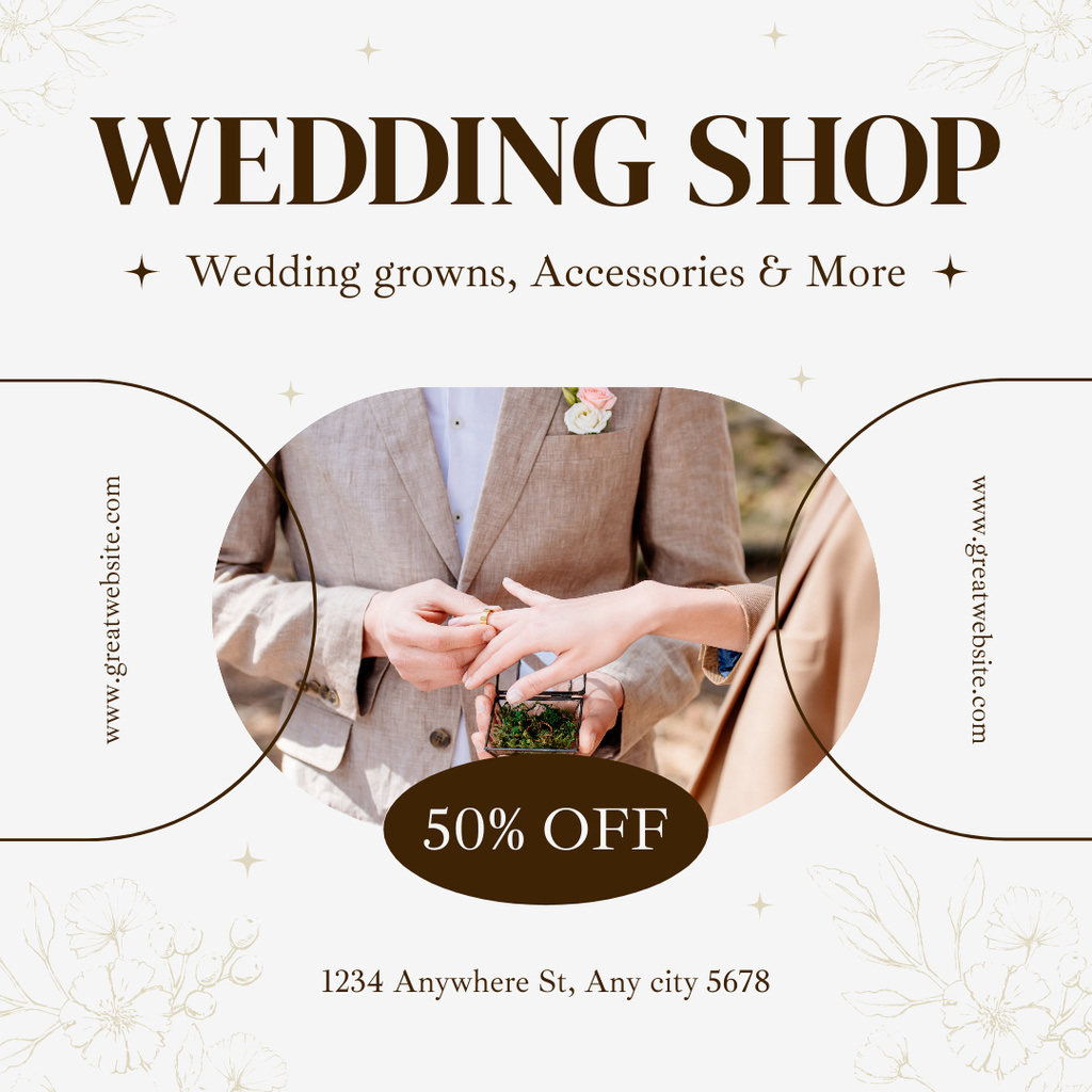 Announcement of Discount on Accessories in Bridal Shop Instagram Design Template