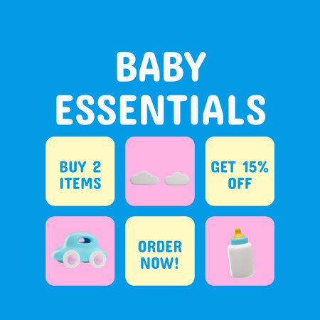 Order Essential Goods for Babies at Affordable Prices Animated Post Design Template