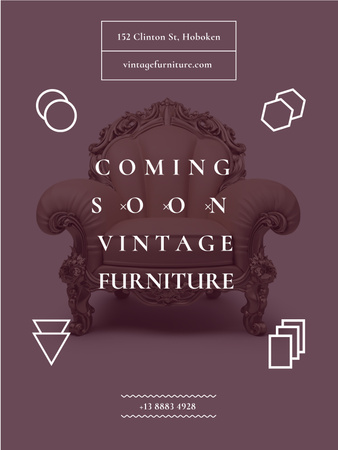 Antique Furniture Ad Luxury Armchair Poster US Tasarım Şablonu