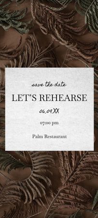 Rehearsal Dinner Announcement with Exotic Leaves Invitation 9.5x21cm Design Template