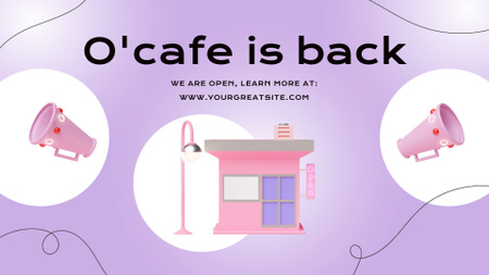 Anúncio de inauguração de novo café em rosa Full HD video Modelo de Design
