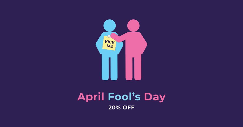 Modèle de visuel April Fools Day Discount with People Joking - Facebook AD