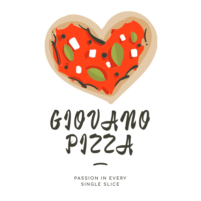 Heart-Shaped Pizza for restaurant promotion Logo Modelo de Design