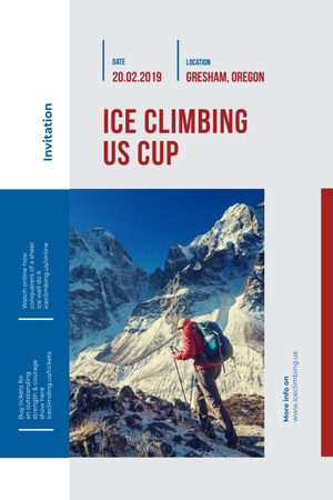 Plantilla de diseño de Tour Offer Climber Walking on Snowy Peak Invitation 6x9in 