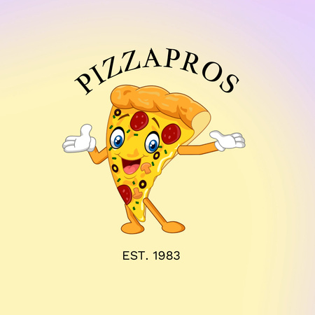 Pizzeria Ad And Pizza Slice Dancing Animated Logo Design Template
