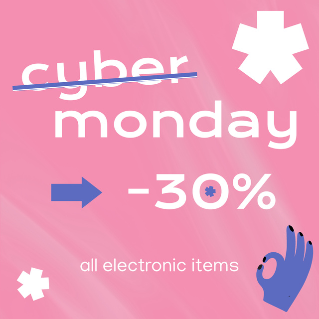 Designvorlage Cyber Monday Deals Announcement on Pink für Instagram AD