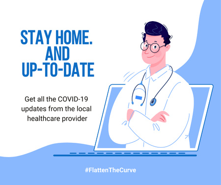 Ontwerpsjabloon van Facebook van #FlattenTheCurve Local healthcare updates Ad
