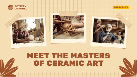 Ontwerpsjabloon van Youtube van masters in keramiek werken in aardewerk workshop