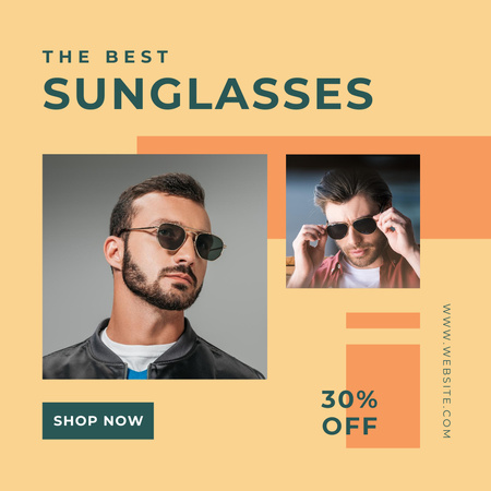 Template di design Male Sunglasses Discount Offer in Orange Instagram