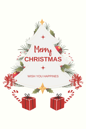 Platilla de diseño Christmas Cheers with Bells and Twigs Postcard 4x6in Vertical