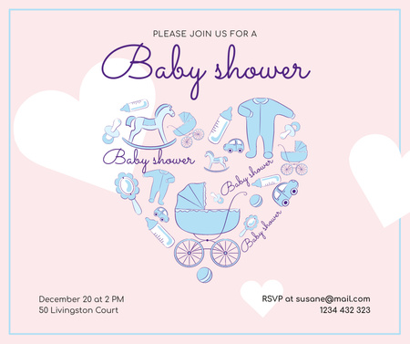 Designvorlage Baby Shower Invitation Kids Stuff Icons für Facebook