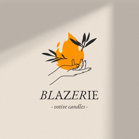 Candles Sale Offer with Fire in Hand Animated Logo Design Template