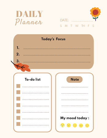 Daily Notes in Beige Notepad 8.5x11in Design Template