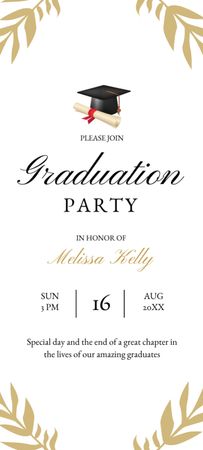 Graduation Party Elegant Announcement Invitation 9.5x21cm Modelo de Design