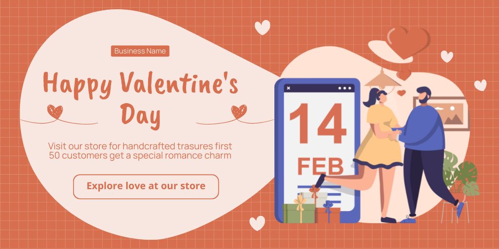 Valentine's Day Discounts For Handcrafted Presents Twitter Design Template