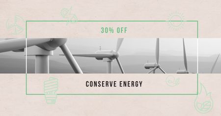 Alternative Energy Sources Ad with Wind Turbines Facebook AD Design Template