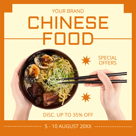 Discount Noodle Special Offer on Orange Instagram Design Template