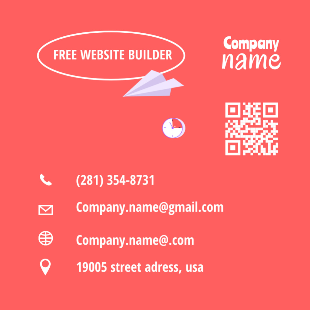 Advertising Free Website Building Service Square 65x65mm Design Template