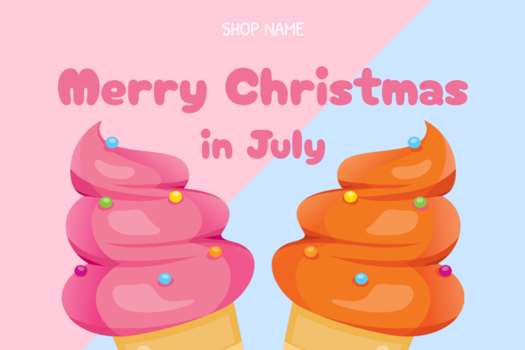 Christmas In July With Ice Cream Postcard 4x6in – шаблон для дизайна