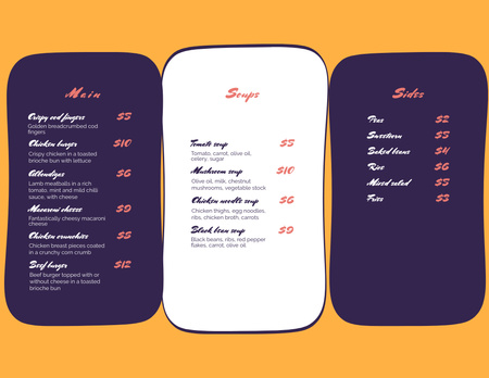 ресторанные блюда в пространстве Menu 11x8.5in Tri-Fold – шаблон для дизайна