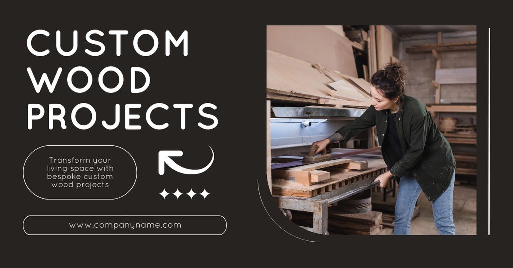 Designvorlage Custom Wood Projects Offer At Carpentry für Facebook AD