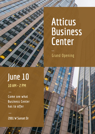 Business Center Grand Opening Announcement with Modern Buildings Flyer A6 Design Template