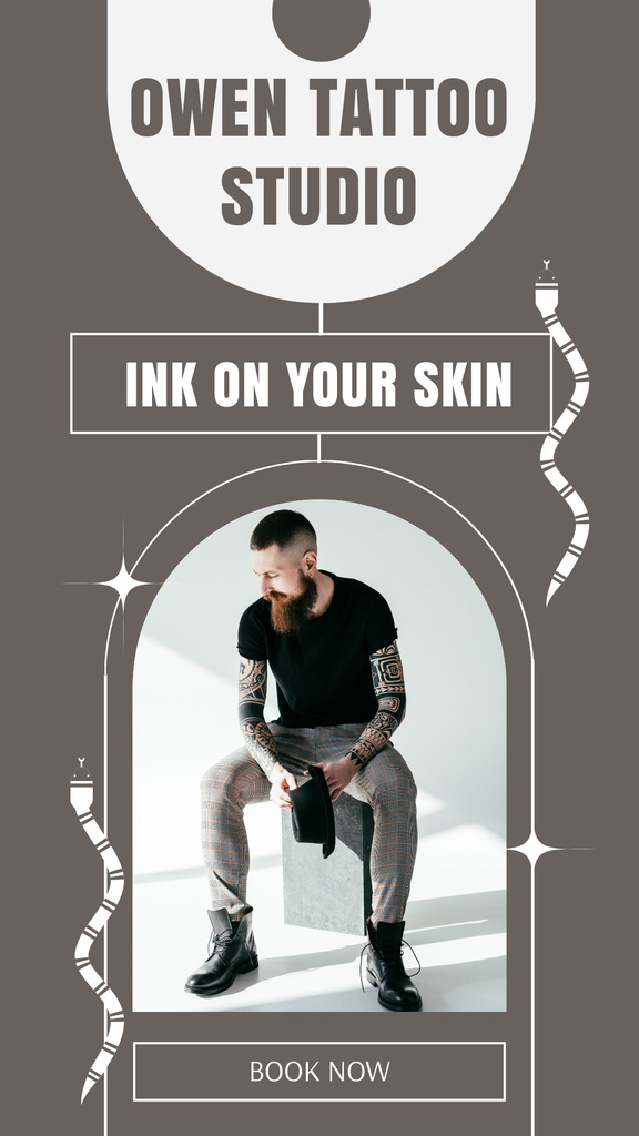 Ontwerpsjabloon van Instagram Story van Ink Tattoo Artist Service In Studio Promotion