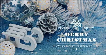 Christmas Greeting with White Sleigh Facebook AD Modelo de Design