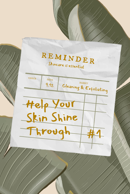 Szablon projektu Skincare Ad with Green Plant Leaves Pinterest