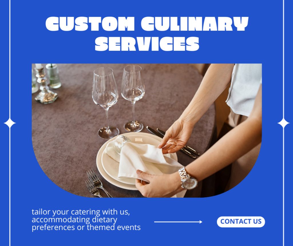 Custom Culinary Service with Elegant Serving Facebook Modelo de Design