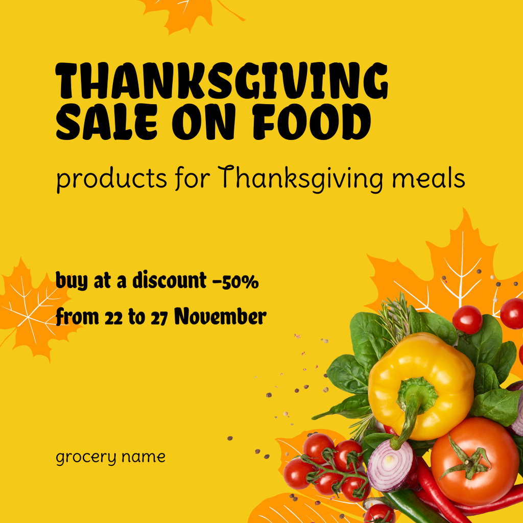 Thanksgiving Groceries Sale Instagram Design Template