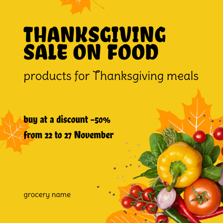 Thanksgiving Groceries Sale Instagram tervezősablon