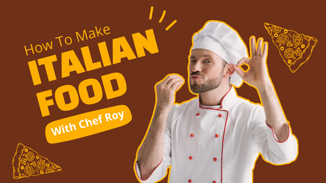 Chef's Italian Food Recipes Youtube Thumbnail Modelo de Design