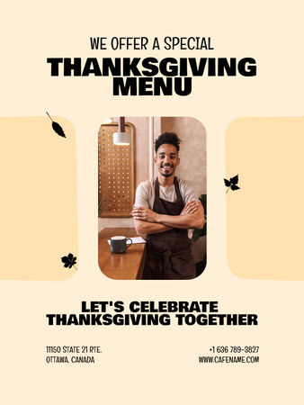 Plantilla de diseño de Anuncio del menú de vacaciones de Acción de Gracias Poster US 
