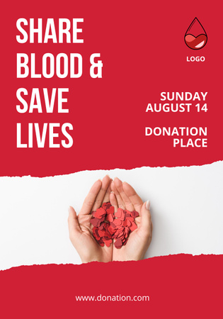 Blood Donation Motivation on Red Poster 28x40in Design Template