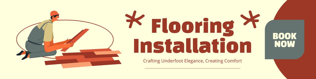 Designvorlage Offer of Booking Flooring Installation für Twitter