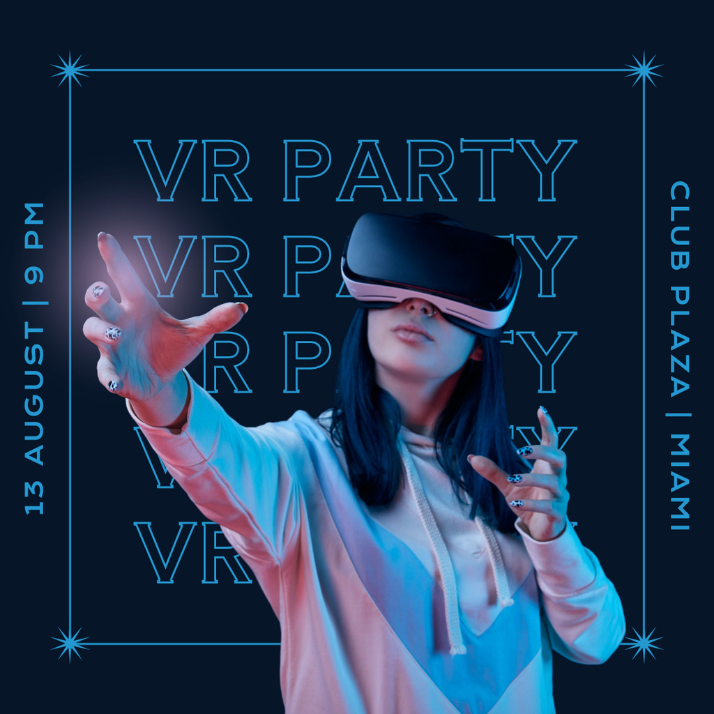 Ontwerpsjabloon van Instagram van Virtual Reality Party Invitation 