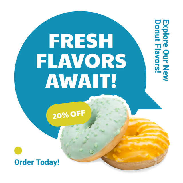 Ontwerpsjabloon van Instagram van Doughnut Shop Ad with Offer of Fresh Donuts