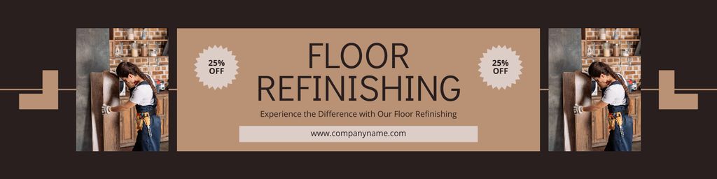 Floor Refinishing Services with Discount Offer Twitter Šablona návrhu