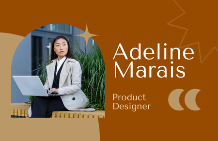 Platilla de diseño Product Designer Proposal with Attractive Woman Business Card 85x55mm