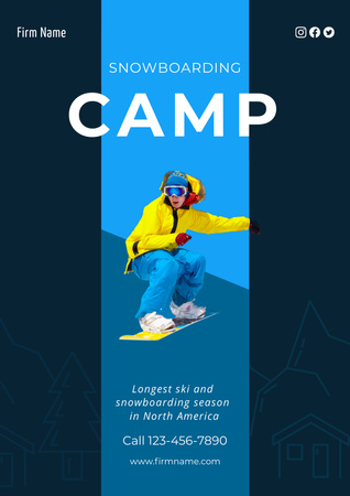 Freeride Snowboard Camp Poster A3 Design Template