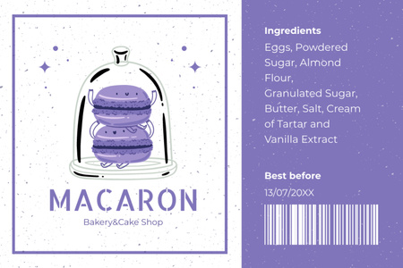 Plantilla de diseño de Etiqueta minorista de macarons en púrpura Label 