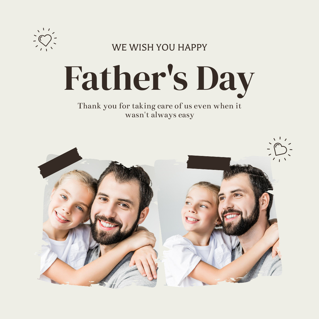 Father's Day Celebration Greetings with Family Photoes Instagram Tasarım Şablonu