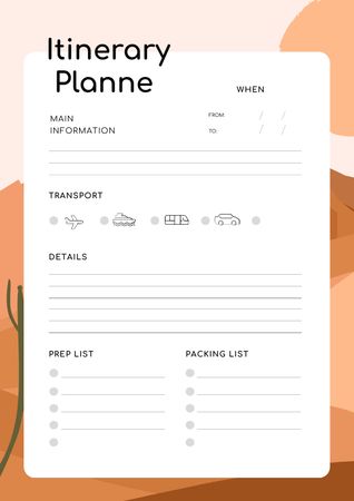 砂漠のイラスト付き旅行プランナー Schedule Plannerデザインテンプレート